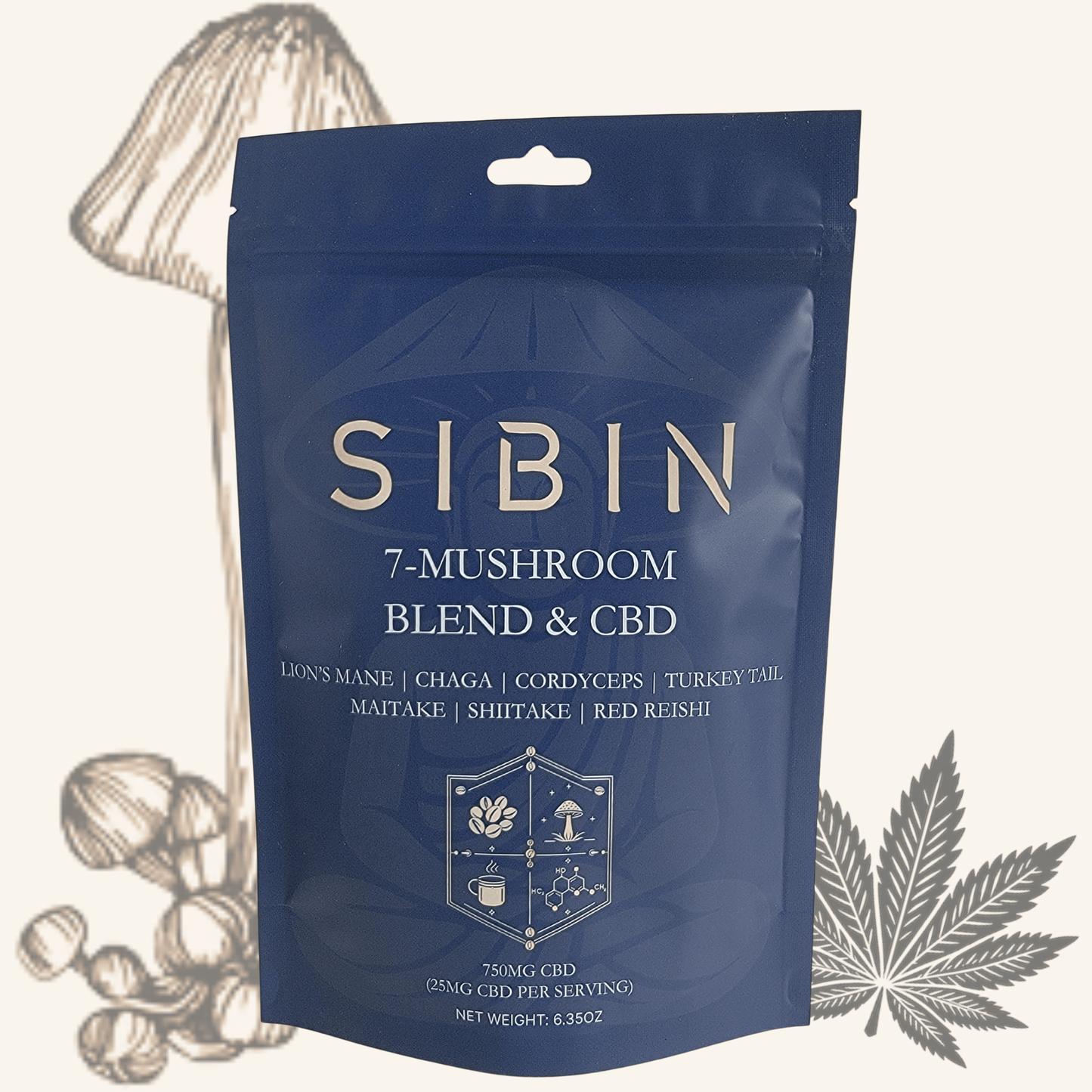 Organic 7 Mushroom Blend & CBD - Sibin